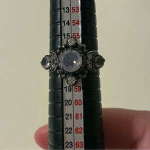 Lavender quartz ring set in sterling silver with rhodium overlay sz.8